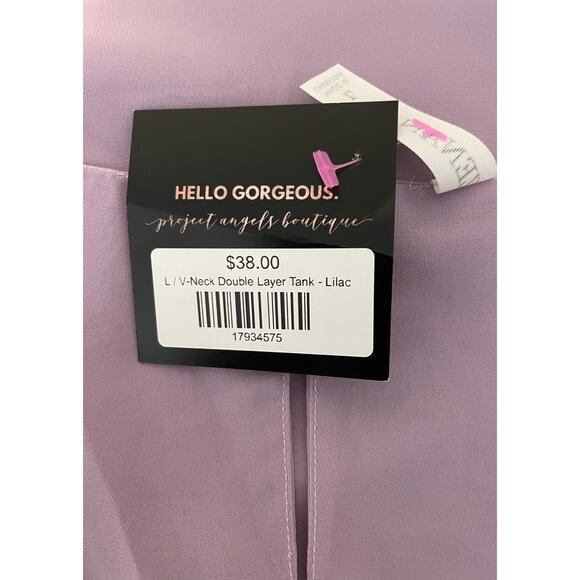 Zenana womens lilac large v neck blouse top tank NWT - Picture 3 of 4